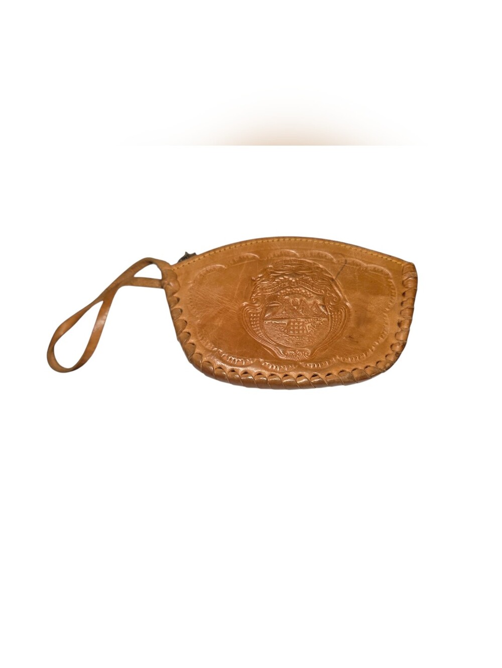 ​Vintage Hand-Tooled Leather Costa Rica Wristlet Pouch Clutch